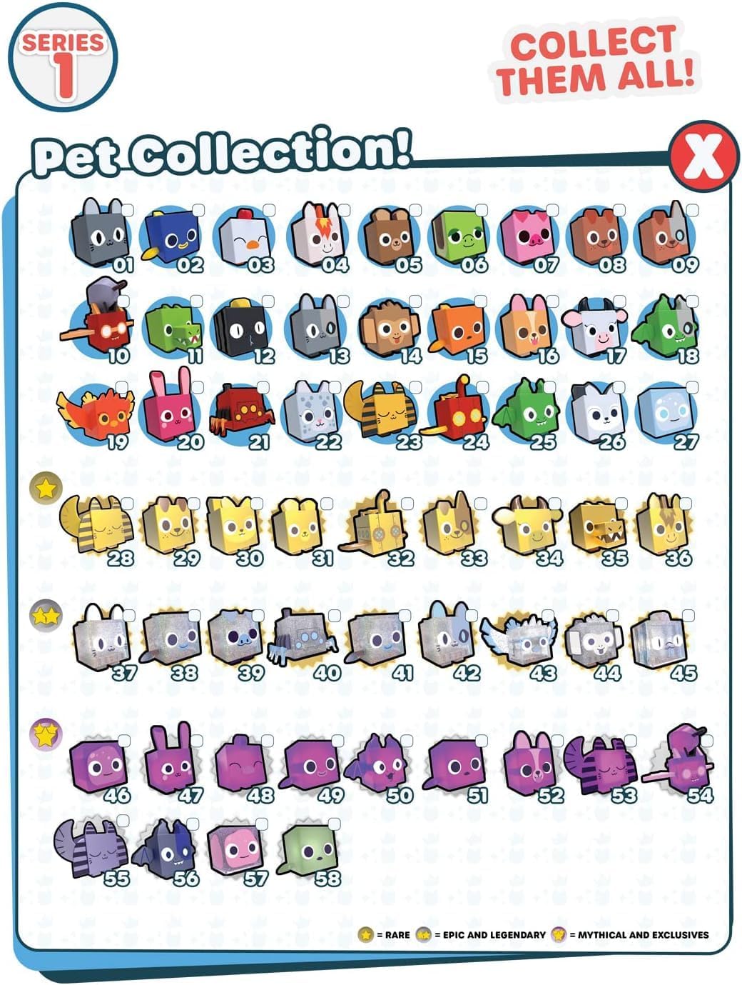 Roblox Pet Simulator Blind Bag Mini Figure Set - 7 Pack Series 2...