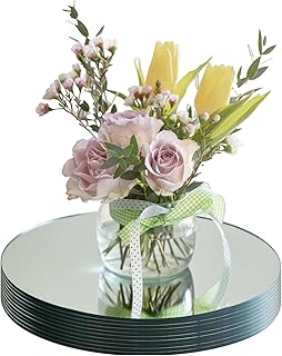 Bandejas de espejos redondos acrílicos para centros de mesa, 10 espejos, placa de vela circular de 0.063 pulgadas, azulejos de espejo acrílico para manualidades, decoración de pared, decoración de