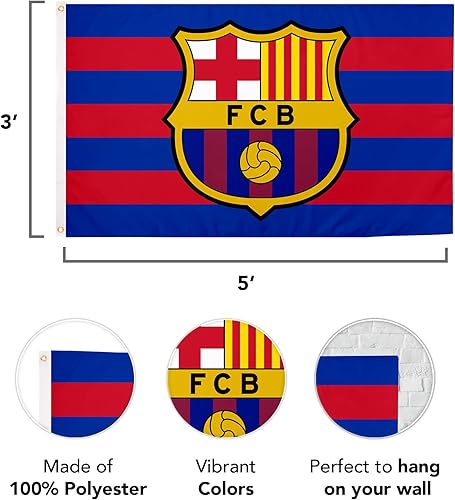 Miniatura 4 de Desert Cactus Bandera del FC Barcelona Barça Barça Fútbol 100% Poliéster Interior Exterior 3x5 pies Banner (Bandera E)