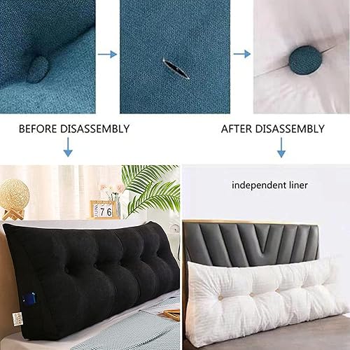 Miniatura 3 de Almohada triangular grande de cuña de lectura, cojín de cabecera para reposo en cama, almohada de forro polar para cabecero, respaldo de soporte de