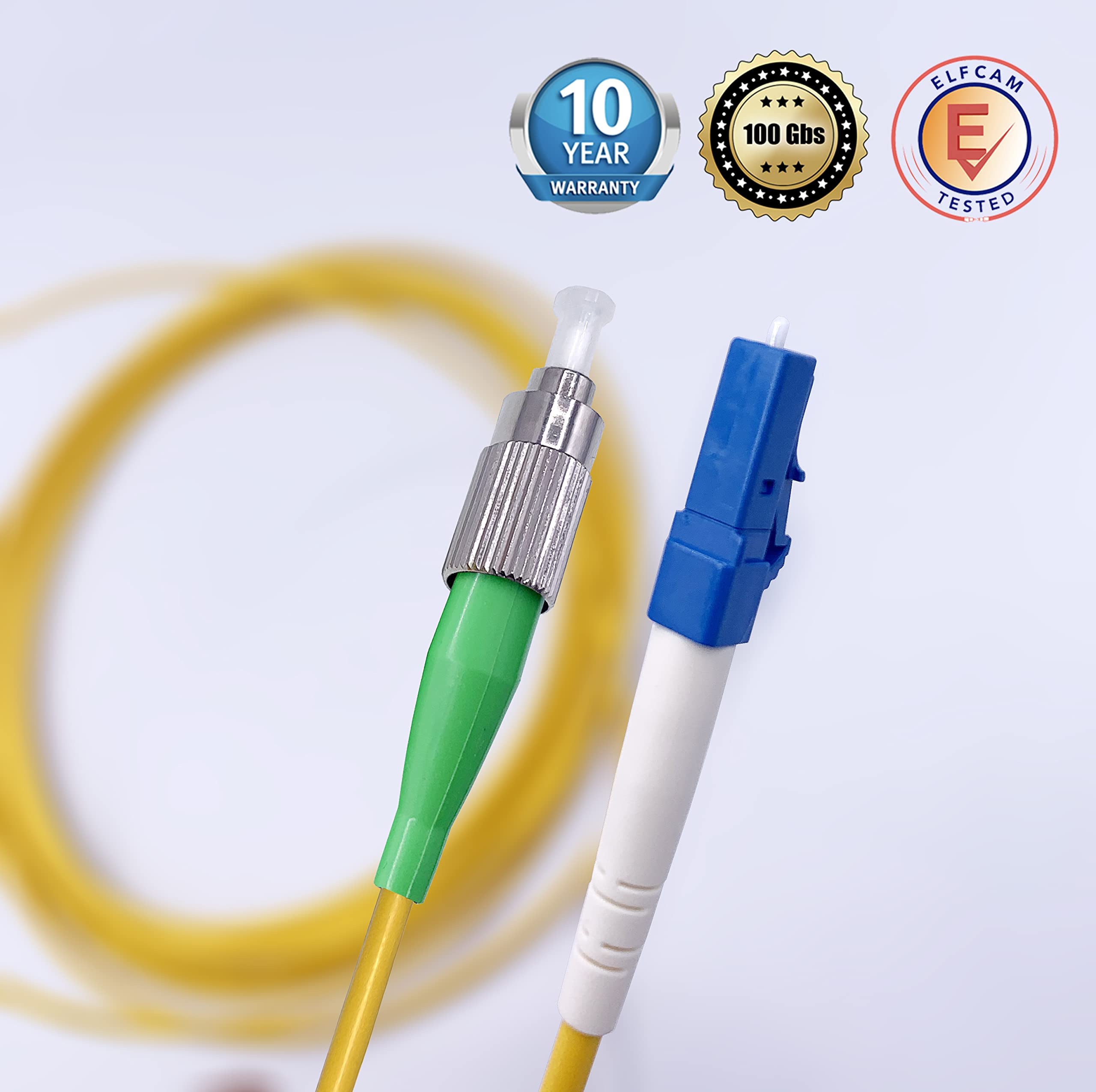 Elfcam Cavo Fibra Ottica LC/UPC per FC/APC Simplex Monomodale 9/125μm LSZH (30m)