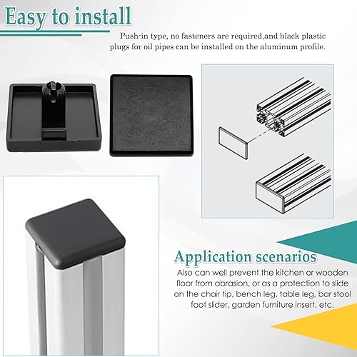 Miniatura 5 de Tapa de perfil de aluminio estándar europeo 2020, accesorios de perfil de aluminio con ranura en T de plástico negro (50 unidades)