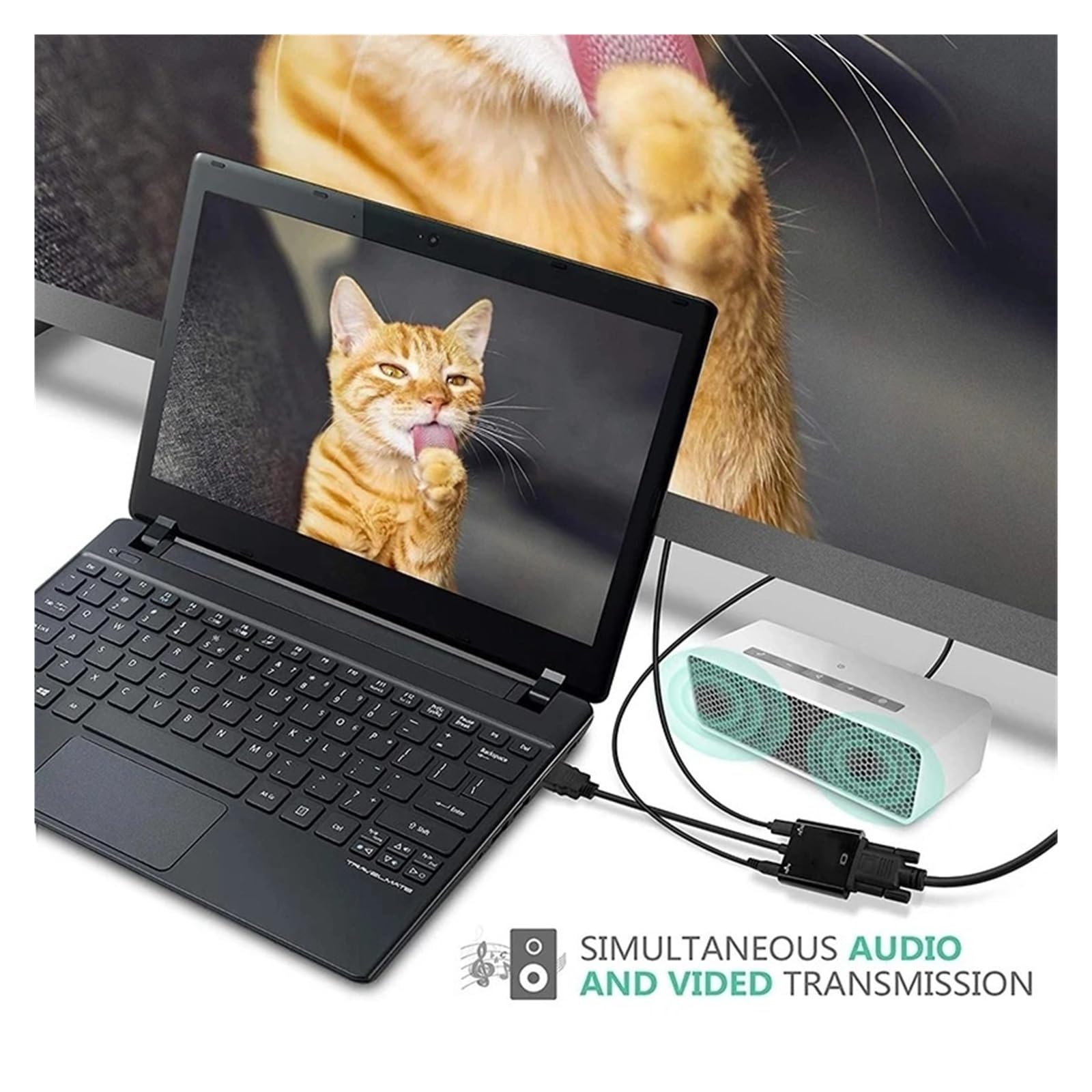 Adattatore da HDMI a VGA 1080P con alimentazione audio per computer portatile, proiettore (HDMI a VGA, nero)