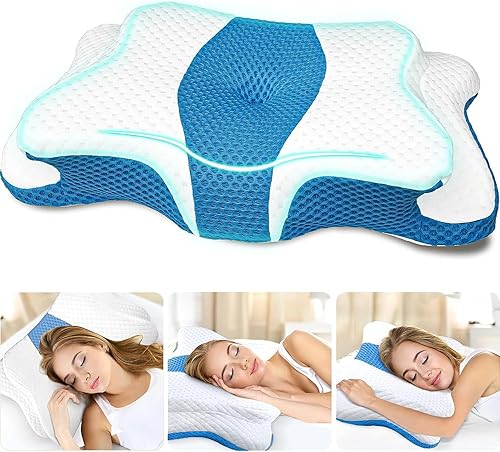 Miniatura 14 de Almohadas de espuma viscoelástica, almohada cervical para aliviar el dolor de cuello y hombros, almohada ergonómica de contorno de cama, suave