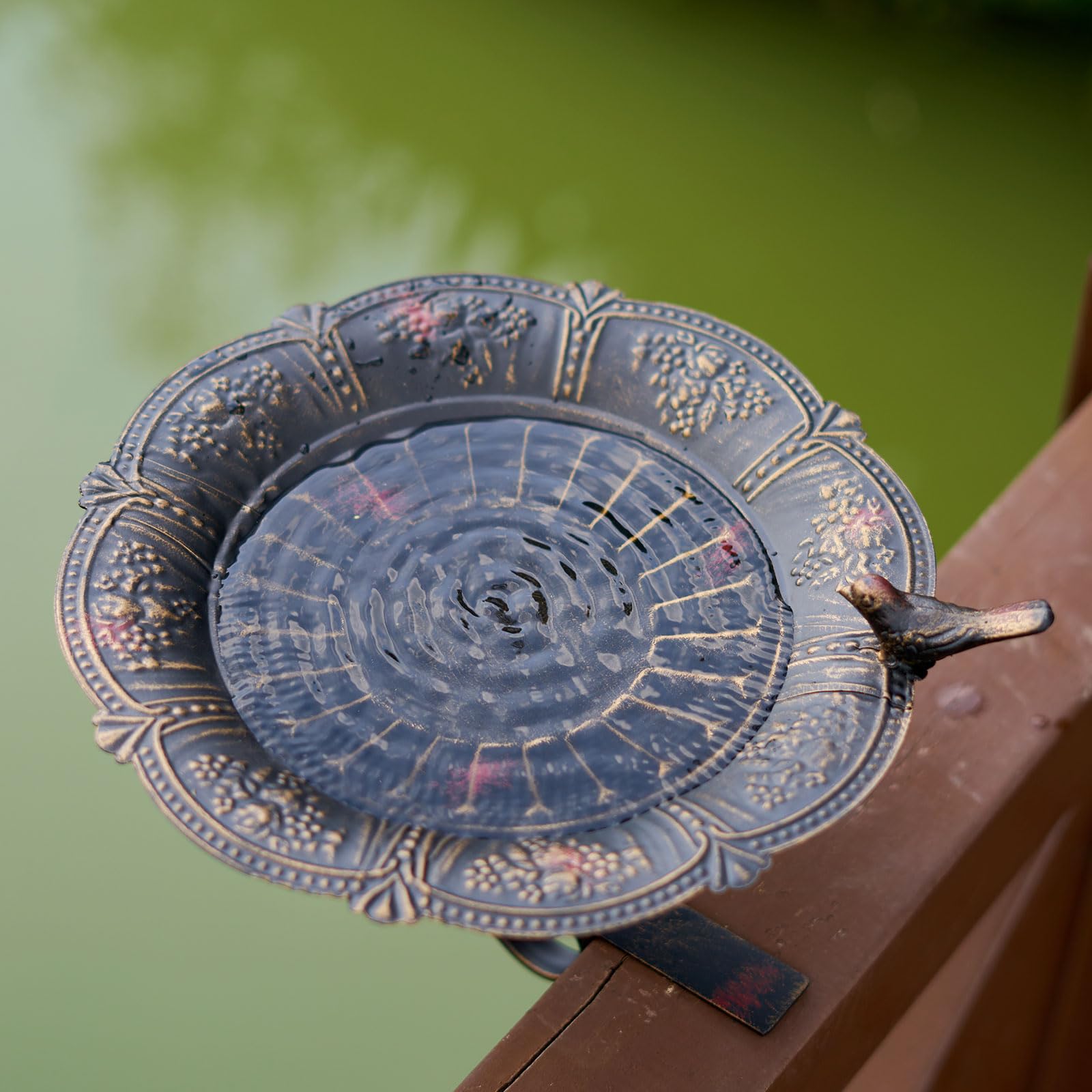 HLQMFHT Deck Bird Bath,Bird Bath for Deck Railing,with Removable Deck Stand, Outdoor Garden Decoration (Birdbaths-C)