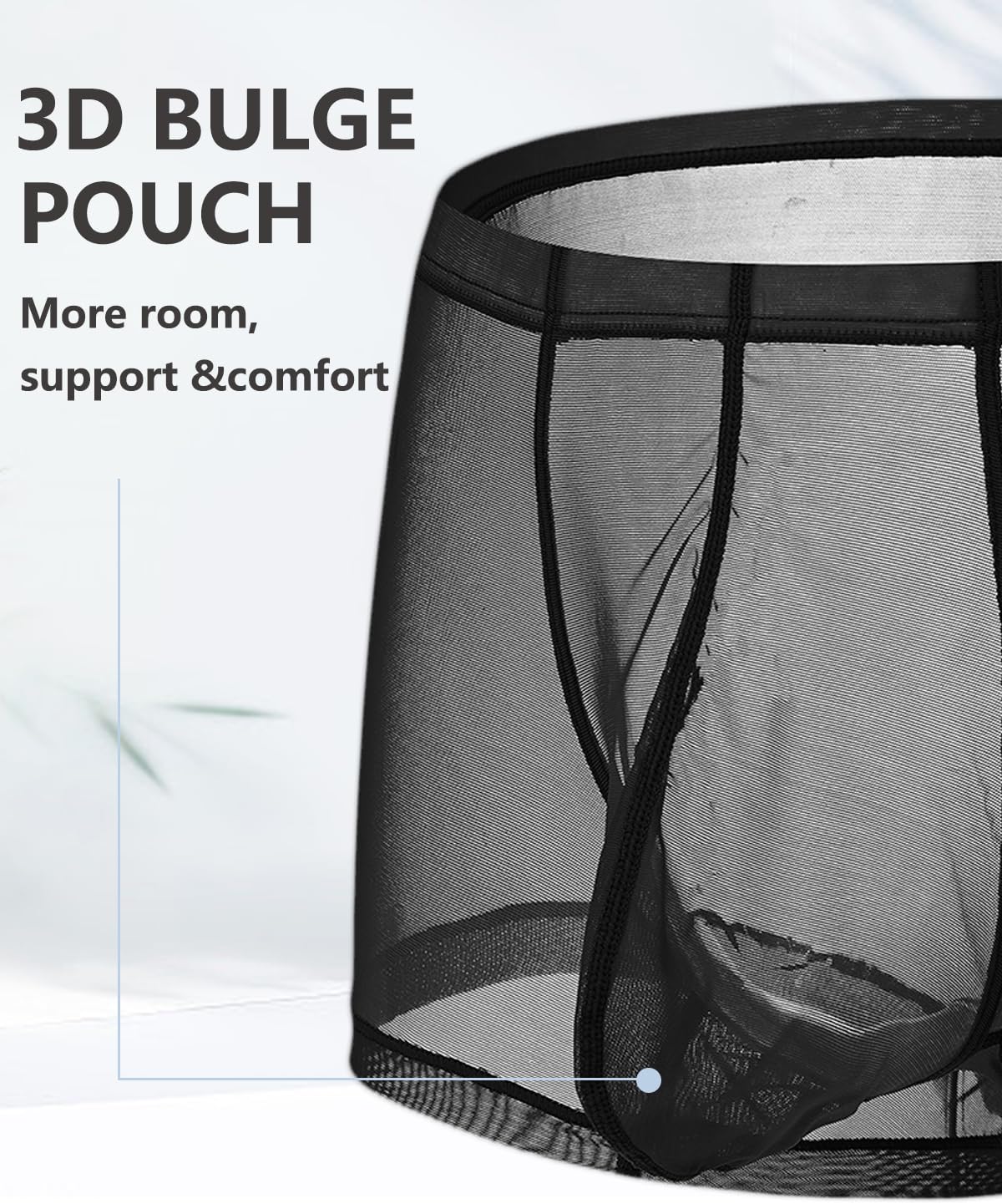 ZONBAILON Mens Sexy Underwear See Through Silk Boxer Pouch Briefs Breathable Mesh Trunks Pack - Image 3
