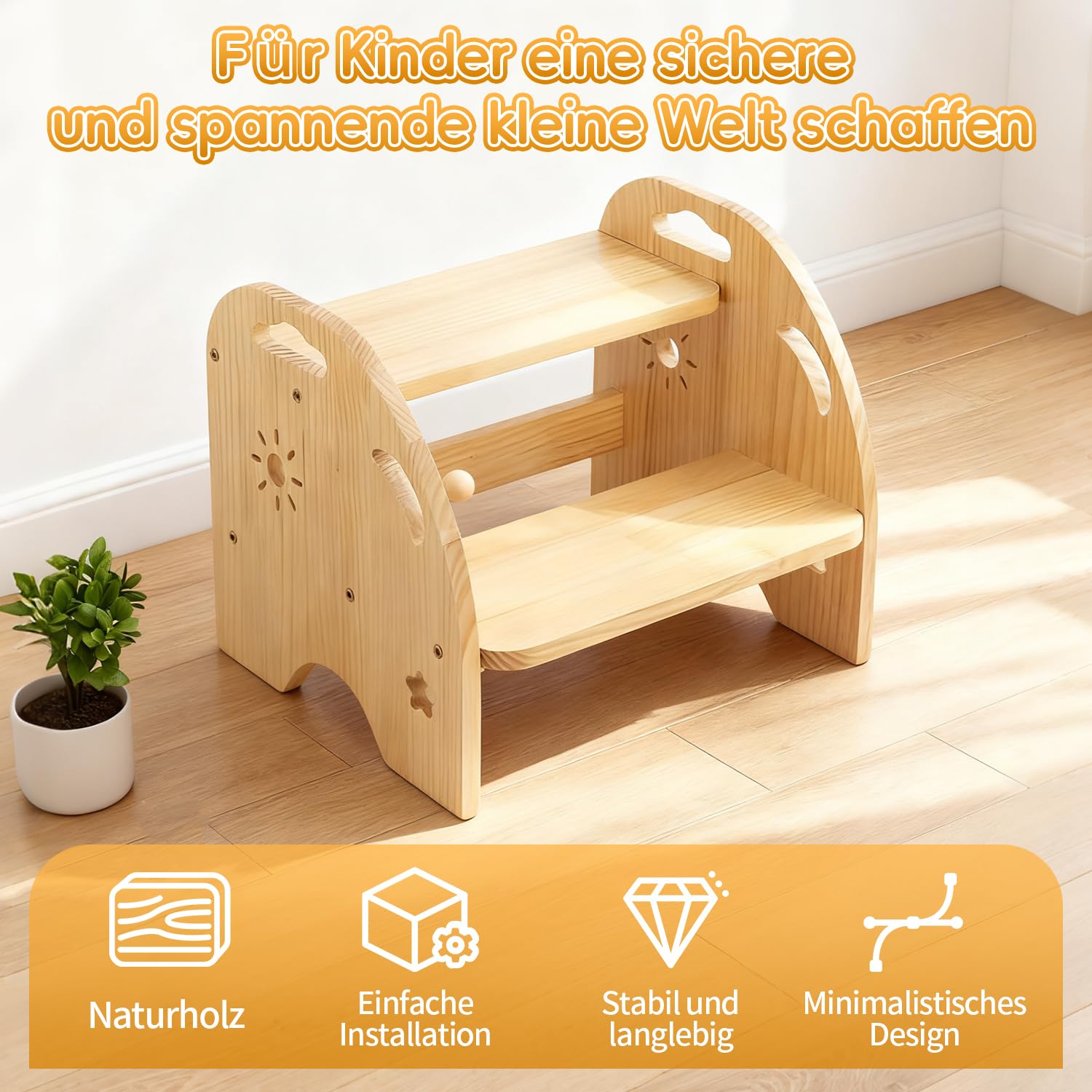 Taburete para niños,Taburete Infantil con 2 Peldaños,Escalera Portátil para Adultos y Niños,para Dormitorio,baño,Cocina