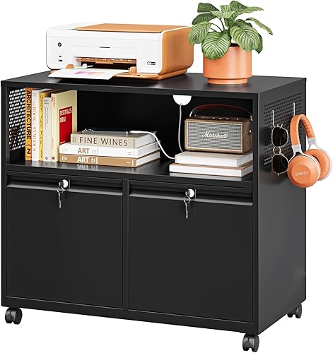 Miniatura 137 de Archivador móvil de 3 cajones con cerradura, archivador debajo del escritorio para oficina en casa, archivadores de metal sobre ruedas para archivo