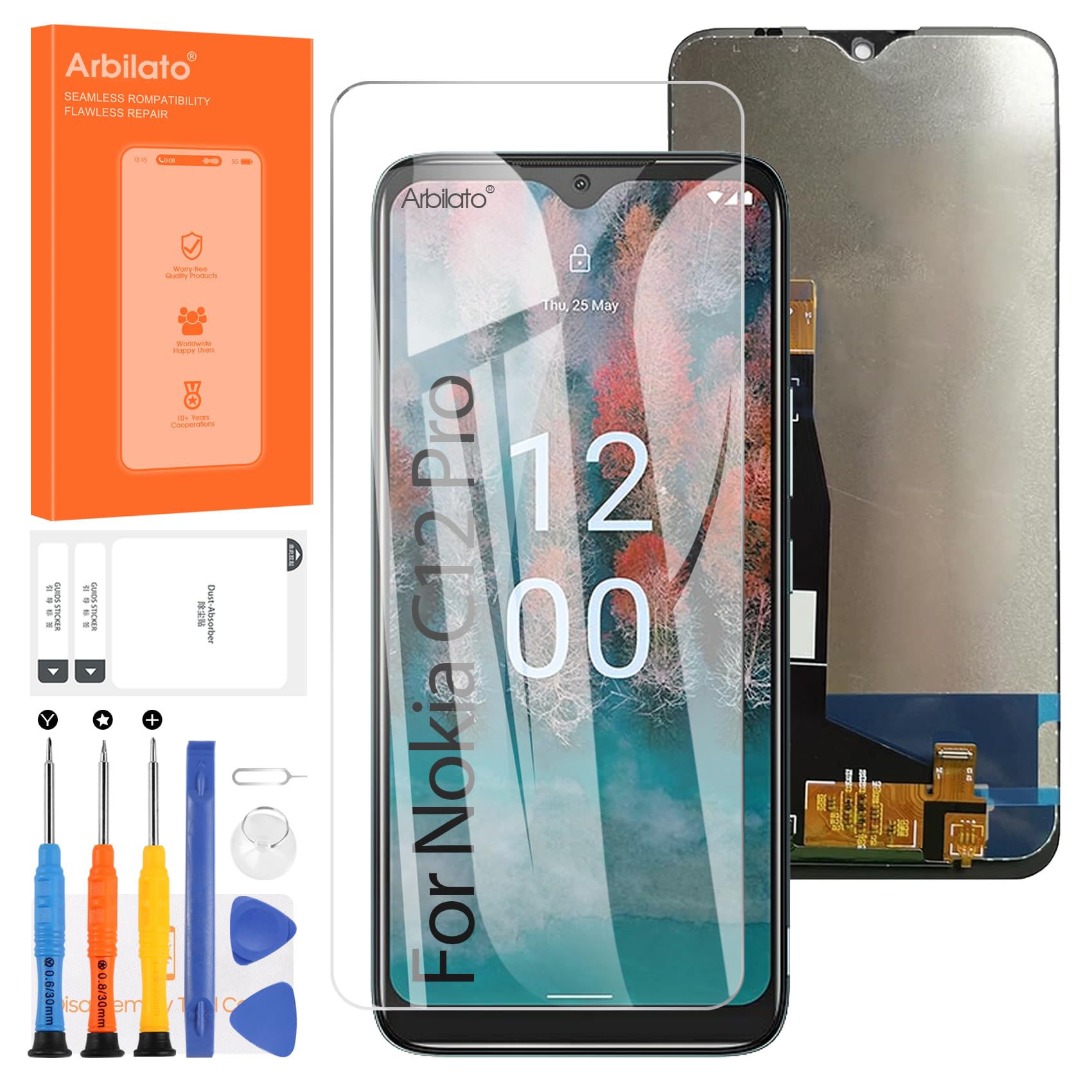 3 Pezzi Pellicola Vetro Temperato per Nokia C12, Pellicola Protettiva AntiGraffio Senza Bolle Pellicole Protettive Protezione per Schermo per Nokia C12 (6,3