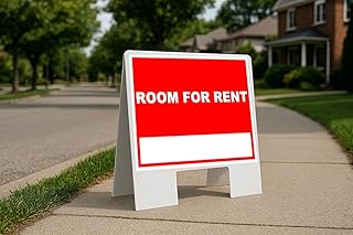 Room For Rent Write On Me Red Folding Coroplast A-Frame with Double-Sided 23in x23in