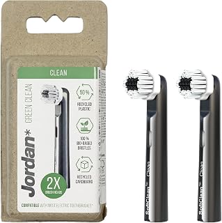 Jordan ® | Green Clean Electric Toothbrush Heads for Electric Toothbrush | Green Clean Sustainable Electric Toothbrush Brush Heads | Oral B Compatible | 2 Units Pack