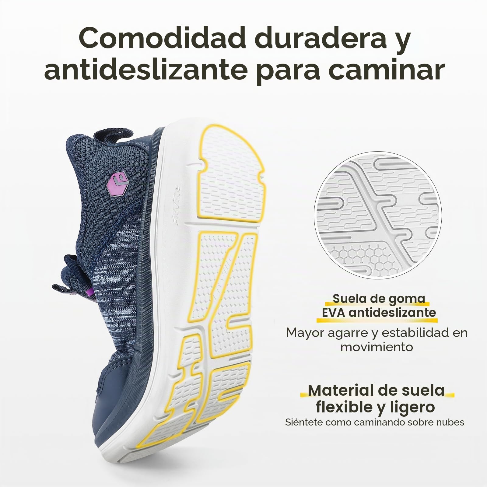 FitVille Zapatillas Anchos Caminar Mujer Zapatos Casual Sneakers Gimnasio Comodos Calzado Deportivas Ligeras