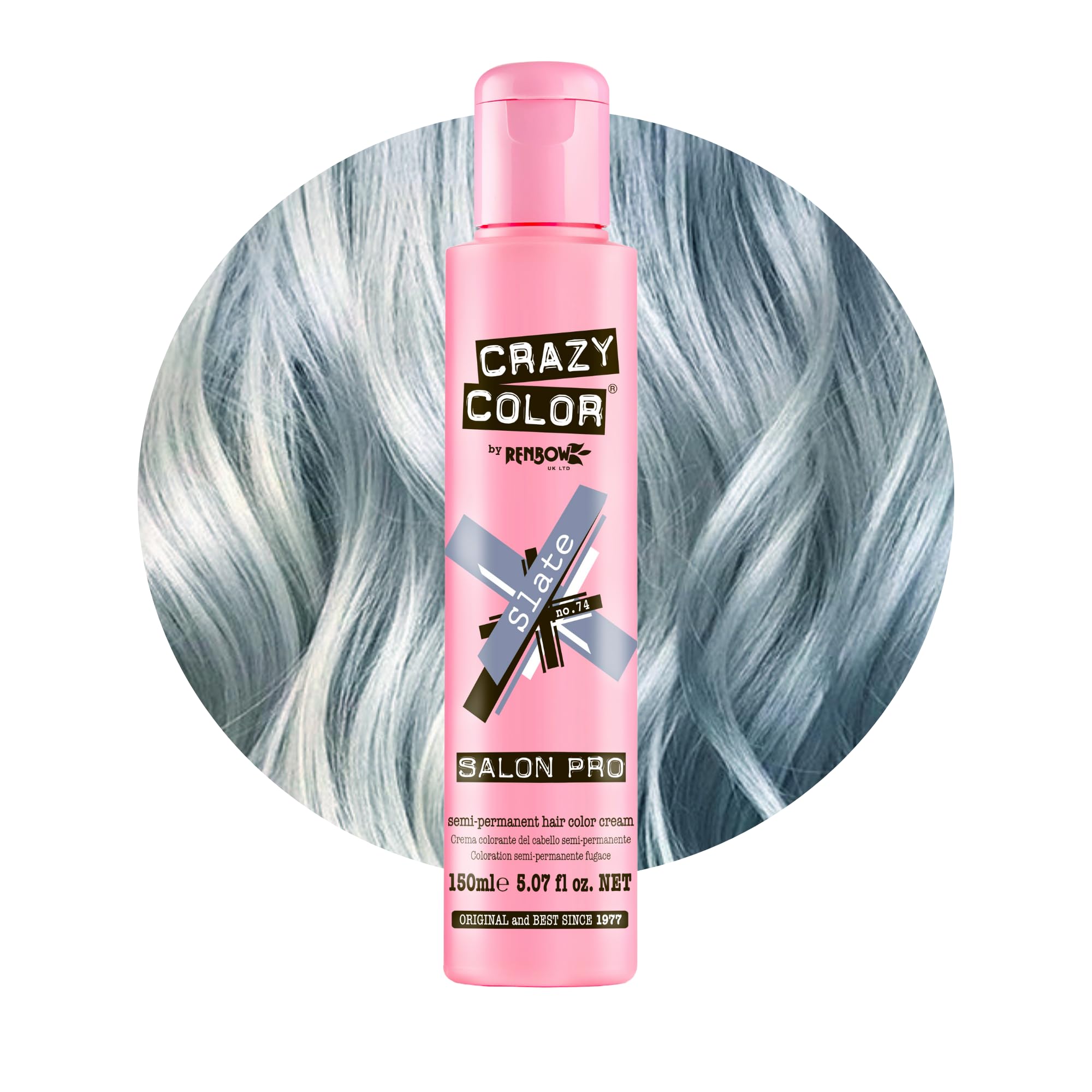 Crazy Color Salon Pro Semi Permanent Hair Color - 74 Slate Hair Color Women 5.07 oz