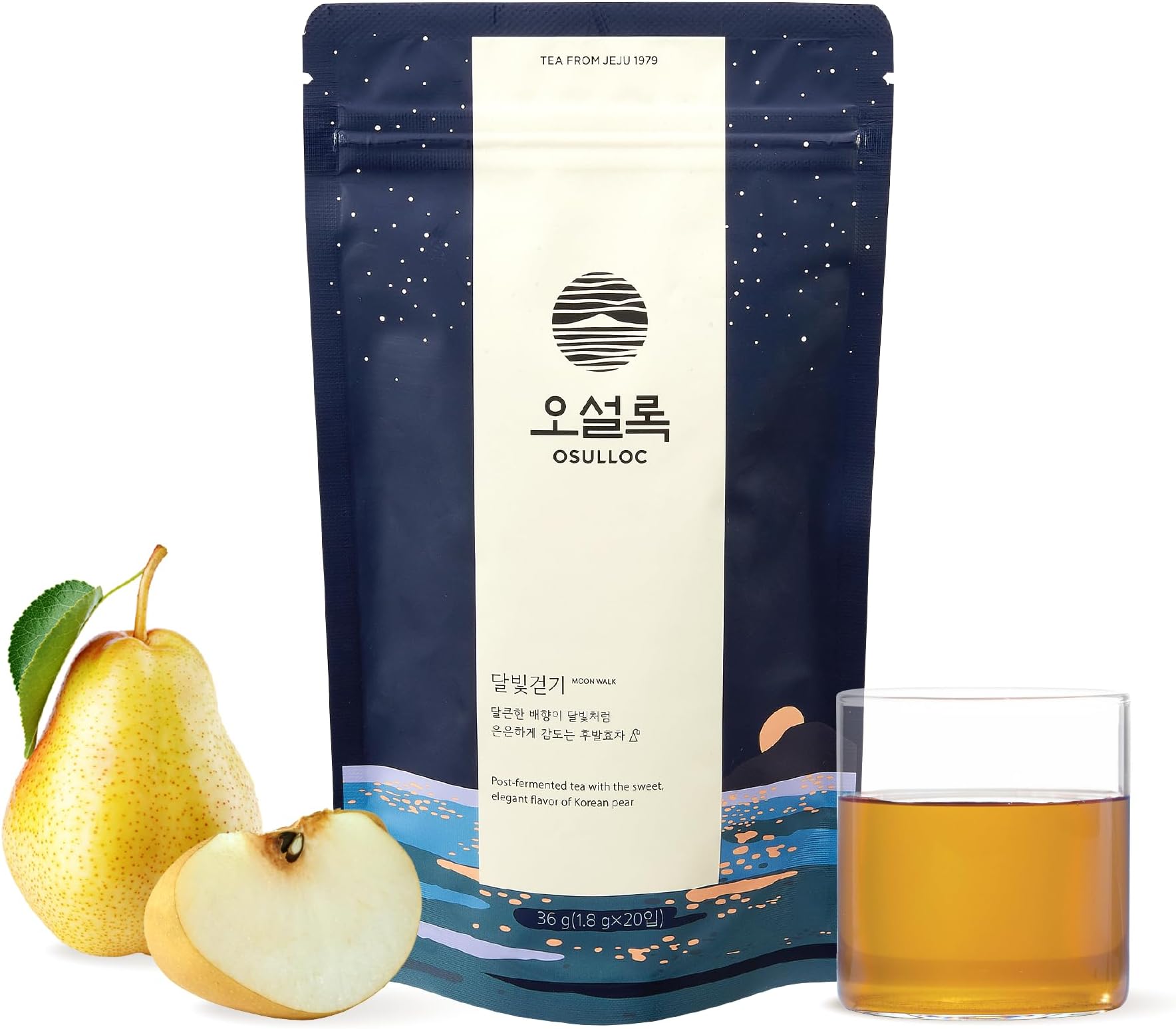 OSULLOC Moon Walk Tea (Korean Pear Flavor) | Premium Blended Tea Bag | Sweet Fruit Tea | 20 Count, 1.27oz