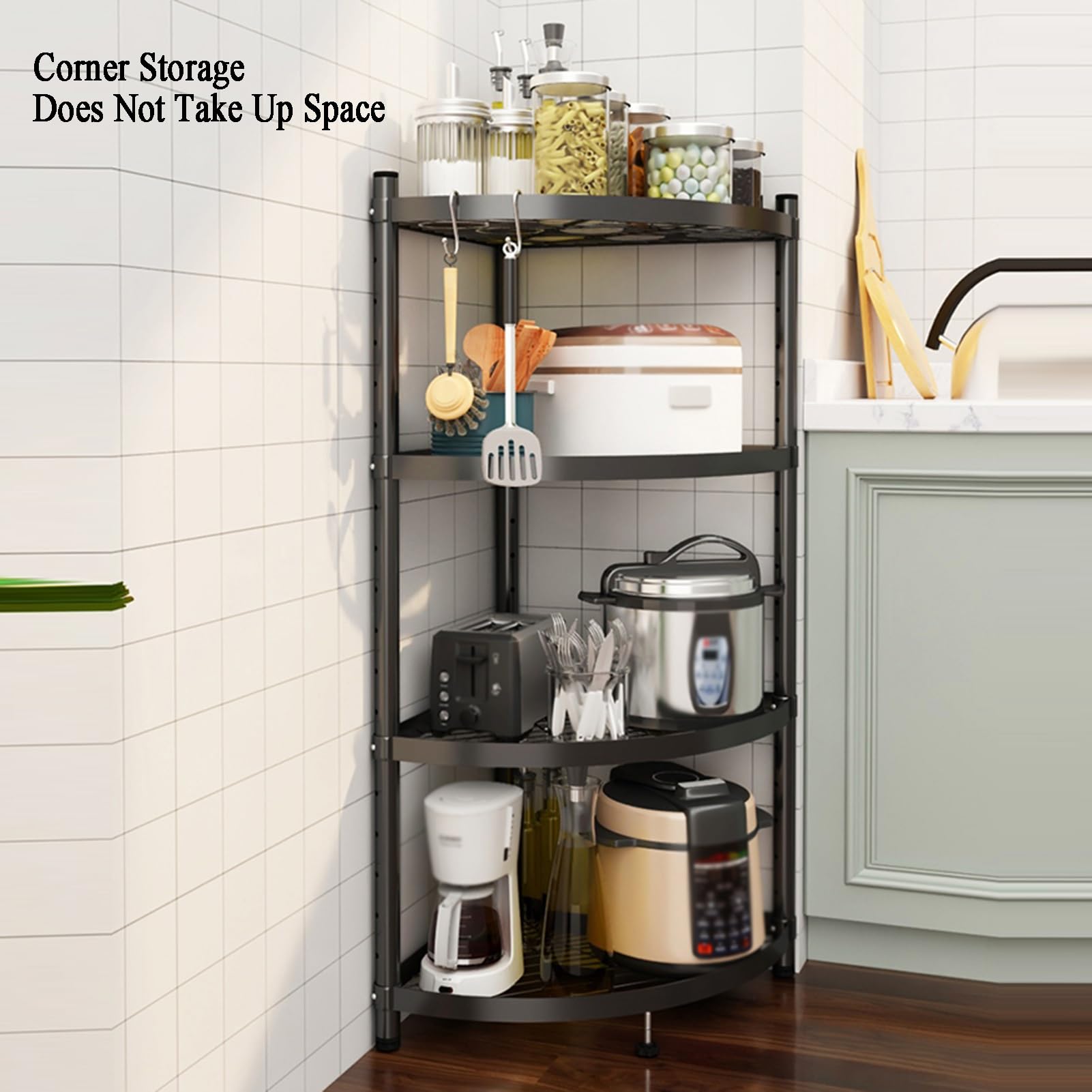 Scaffale regolabile a 3/5 ripiani in acciaio inox per ingresso, soggiorno, dispensa, bagno, design angolare per spazi ristretti (35 x 35 x 120 cm)
