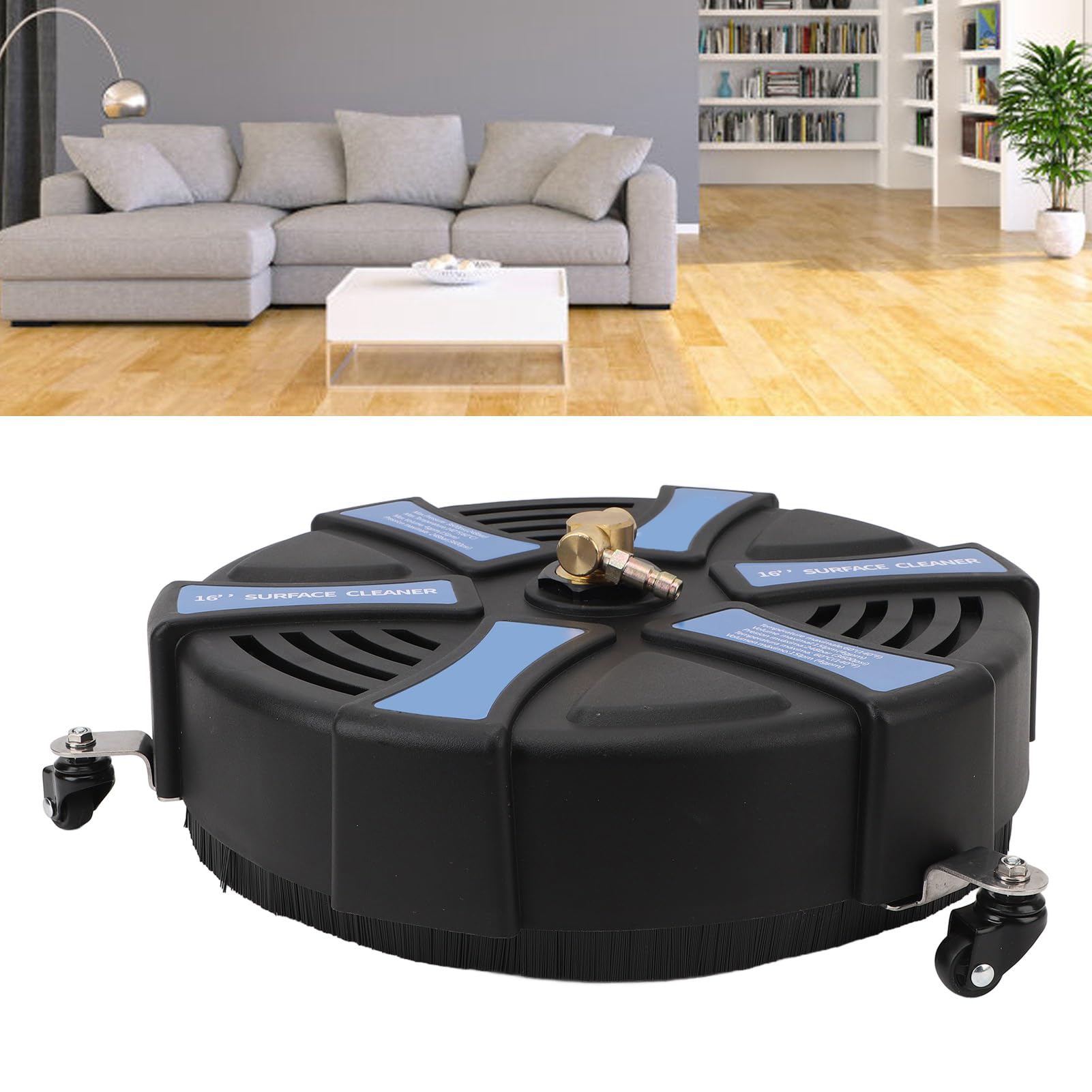 Limpiador de Superficies para Lavadora Eléctrica de Alta Resistencia de 16" con 3 Ruedas, Limpieza de Jardines y Pavimentos
