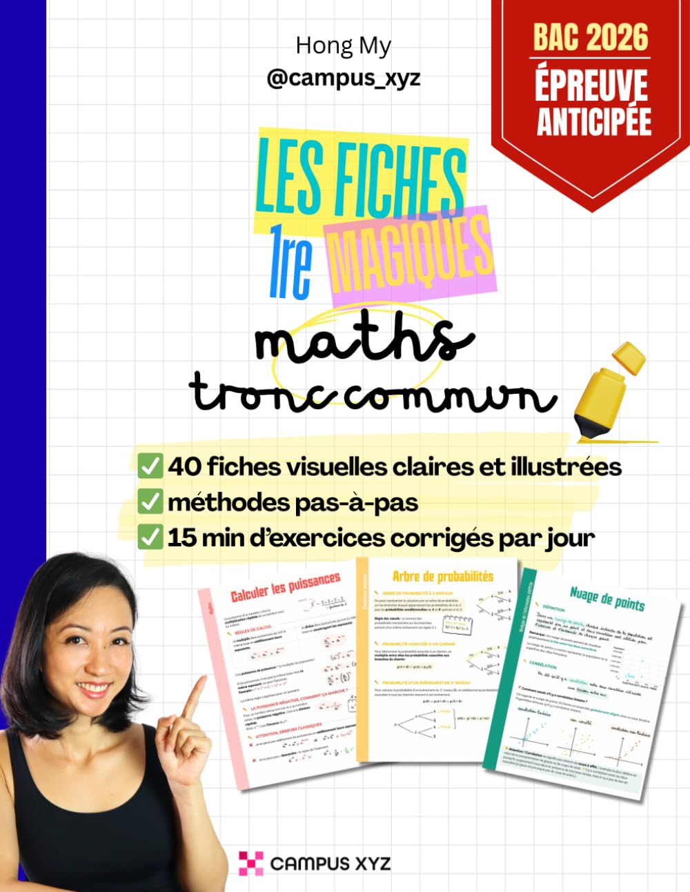 Fiches magiques Maths 1re Tronc commun, des maths illustrées et accessibles.: Fiches de révisions et exercices corrigés. Fonctions, suites, équations, ... de maths illustrés et simples à comprendre)