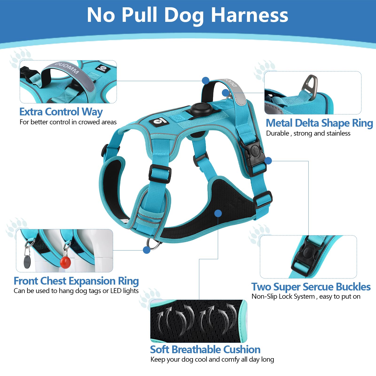 No Pull Dog Harness with Tracker Tag Holder - Image 3