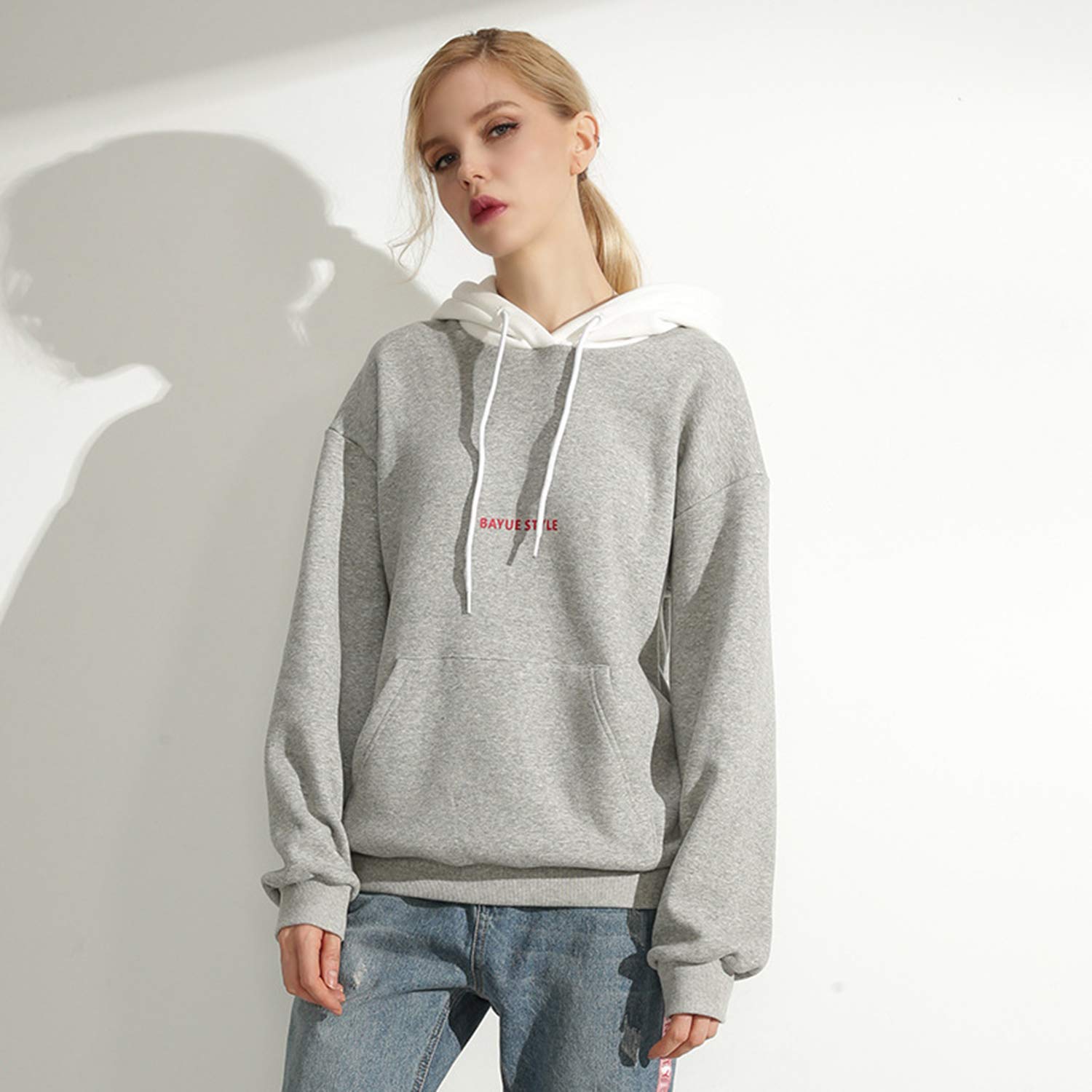 Felpa con Cappuccio Stampata in Cotone per Bambina, Giacca con Rivestimento in Tinta Unita di Colore Moda, Felpe in Pile