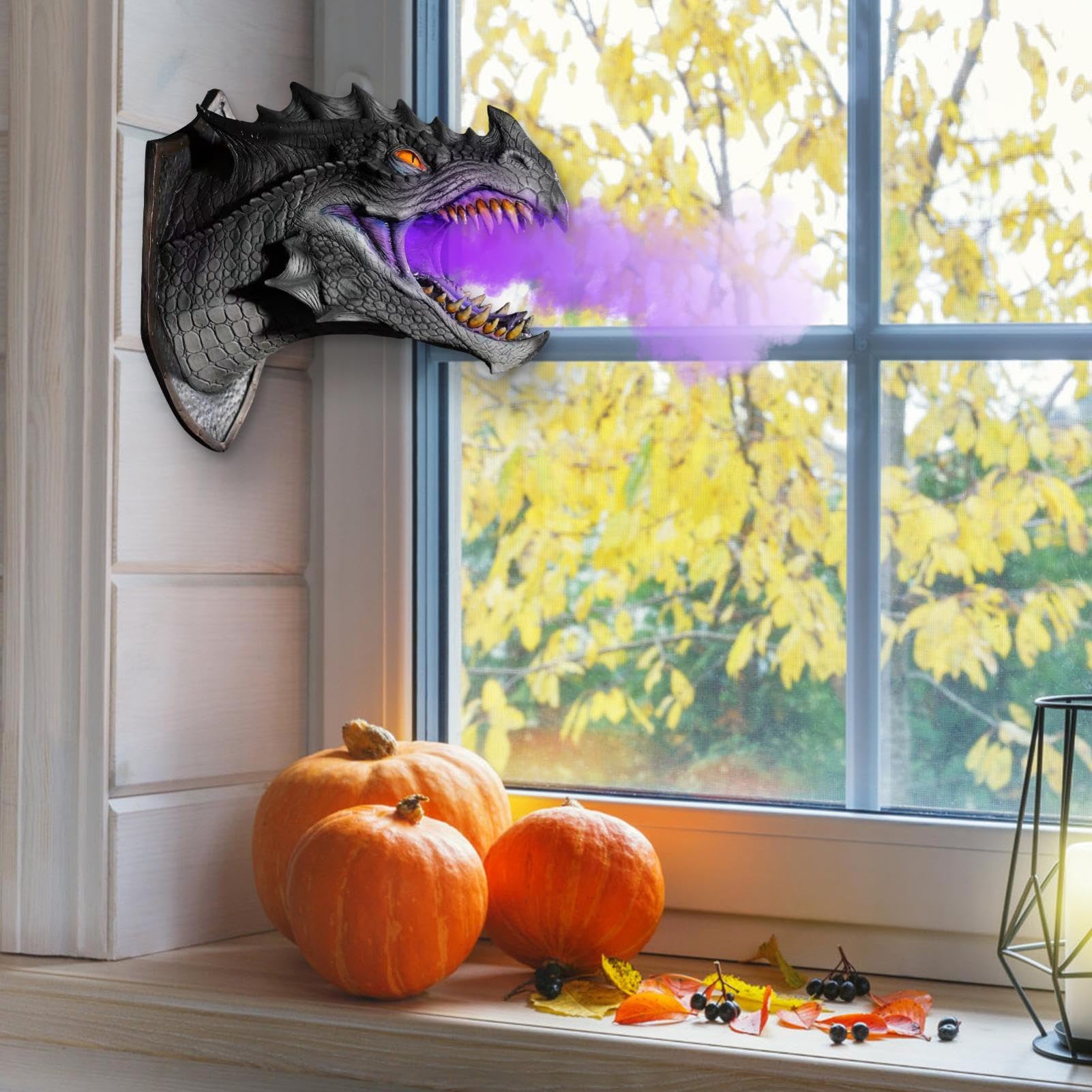 Rzeźba ścienna dinozaura - Grafika ścienna z głową 3D - Fantasy Wall Art