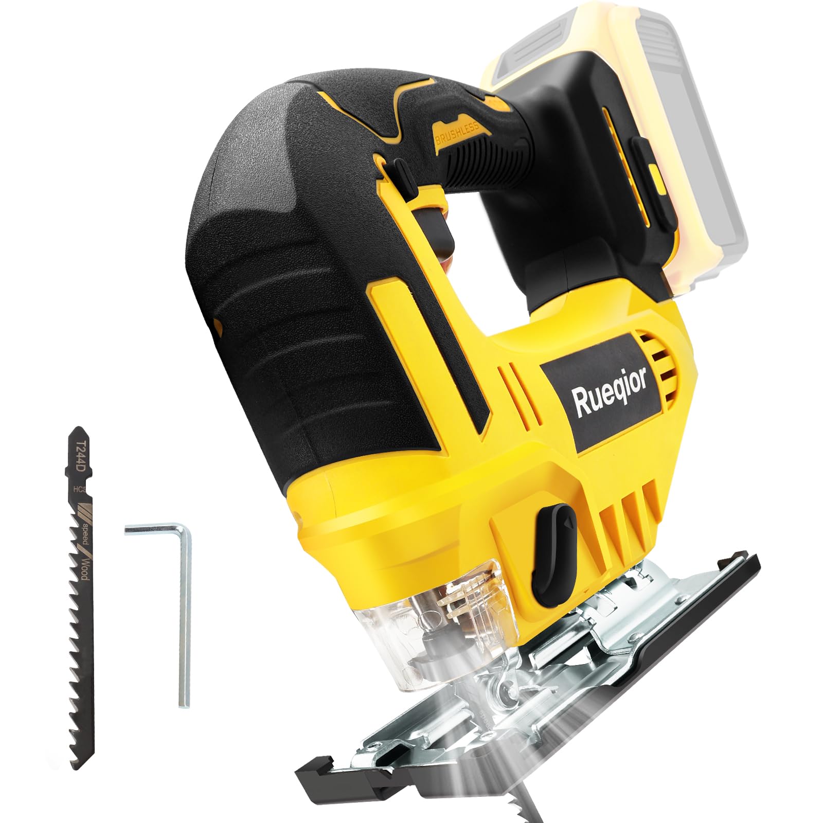 Scie Sauteuse Sans Fil 400W Compatible Dewalt 20V - 2900 Tr/min, Coupes Biseautées 45°, 6 Lames Incluses