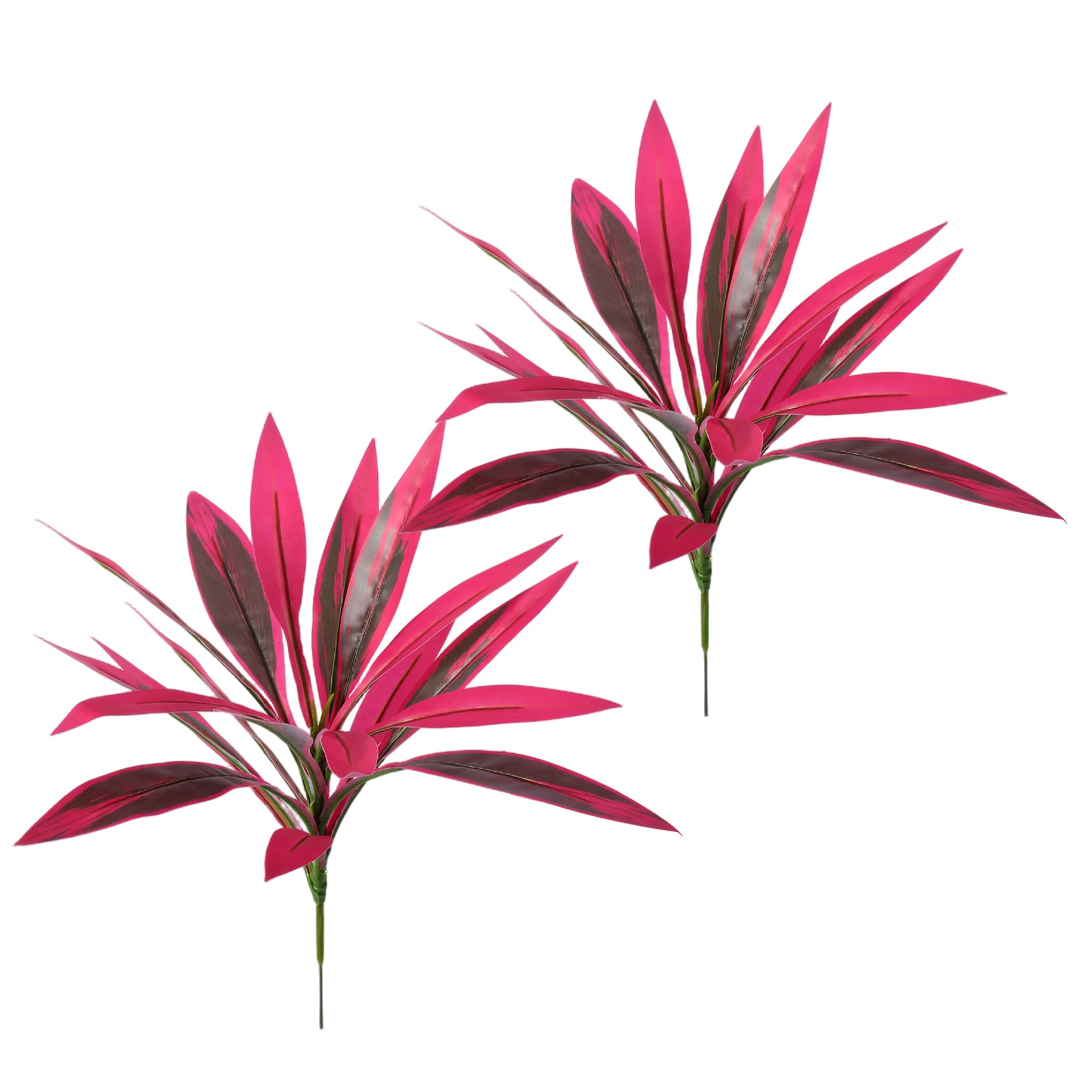 Yeaxxsqy Ferns Artificial Plants Outdoor, 2pcs: Artificial Fern & Dragon's Blood Tree Mix, Outdoor Plants with Red-Purple Leaves, Patio Garden Balcony Decor