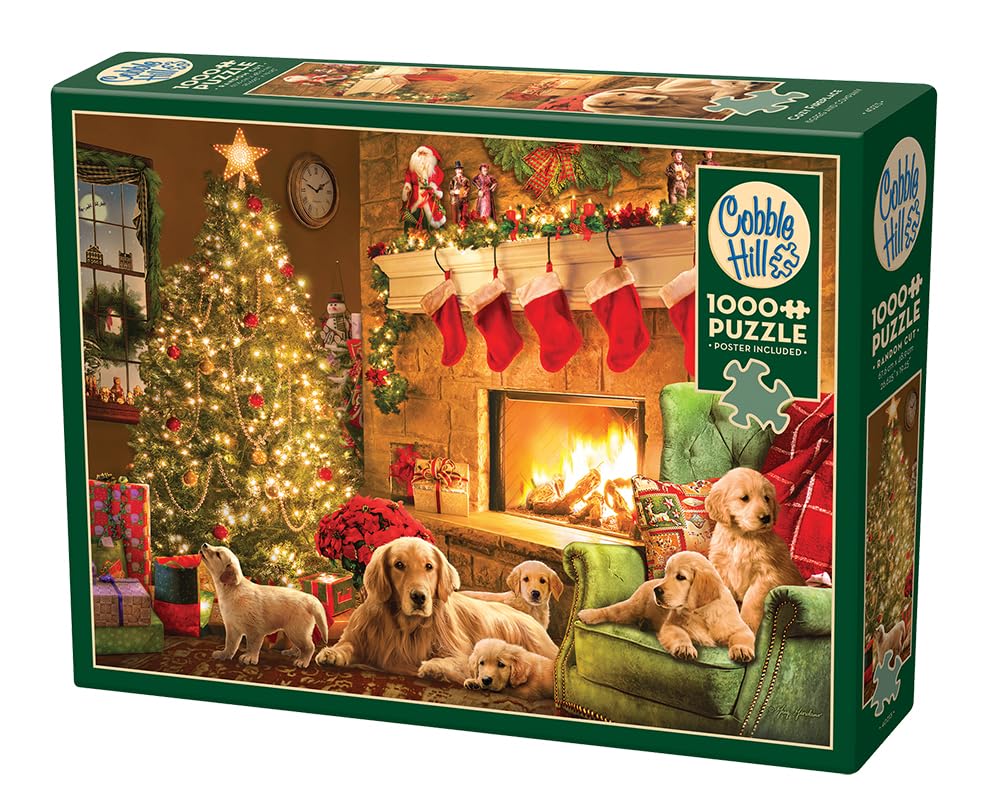 Cobble Hill 1000 Piece Puzzle Cozy Fireplace-Sample Poster Included, Deluxe