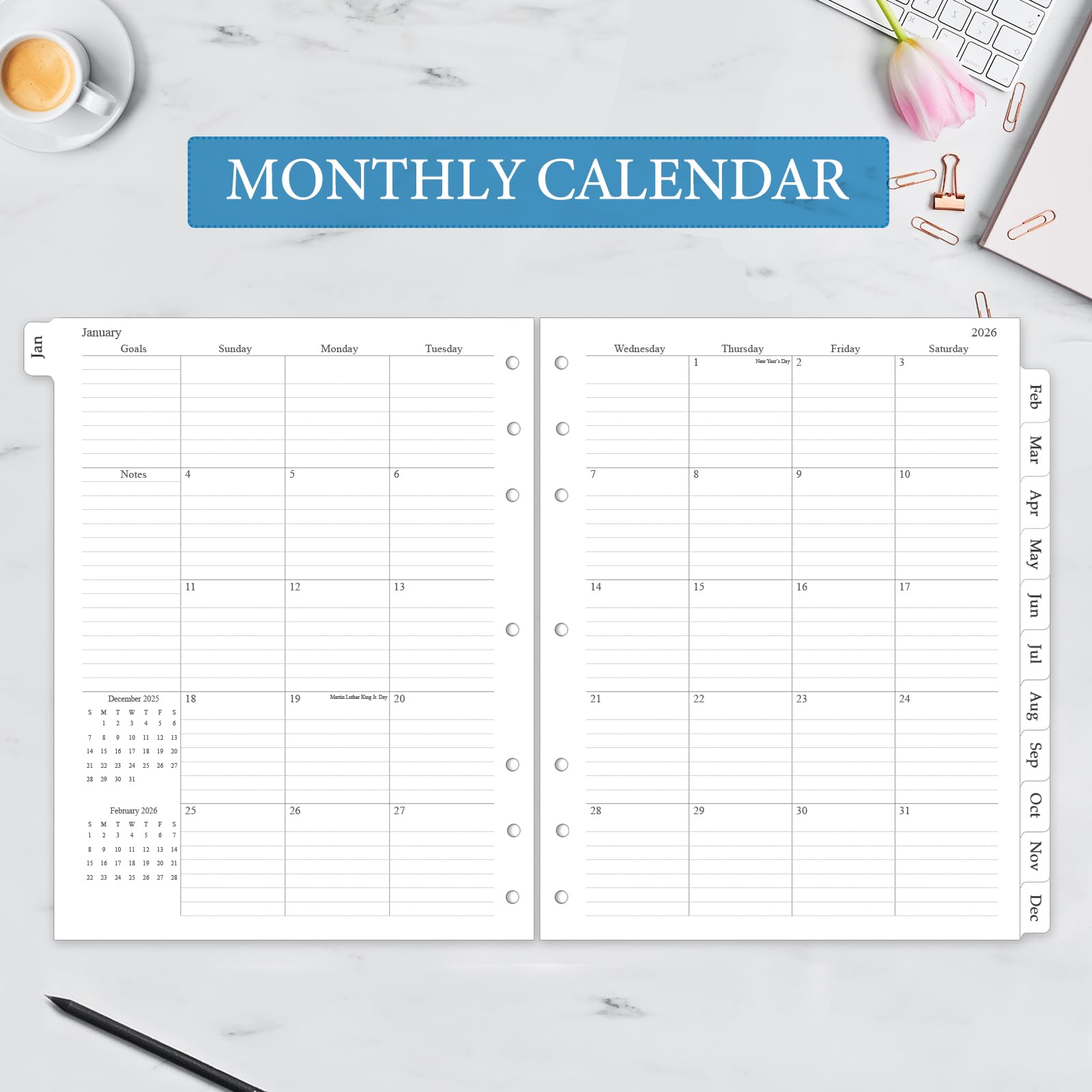 2026 Planner - 2026 Weekly Monthly Planner From Jan. 2026 - Dec. 2026 - View #8