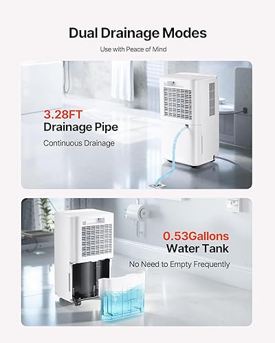 Miniatura 6 de VEVOR Deshumidificador de 30 pintas para el hogar y el sótano, manguera de drenaje de gran cobertura de 1500 pies cuadrados para uso comercial e