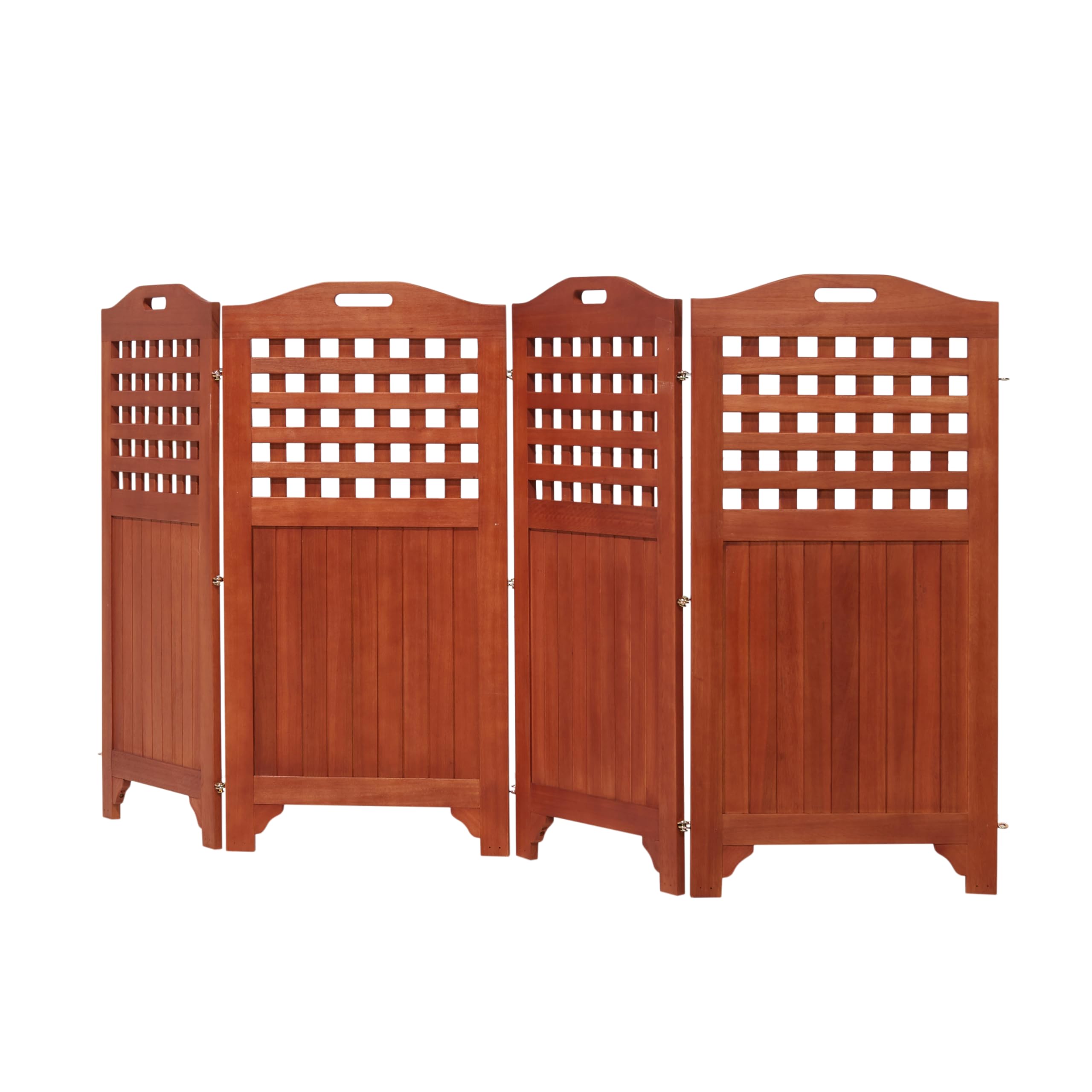 GOWE Carlton Reddish Brown Wood Privacy Screen with 4 Panels - 46