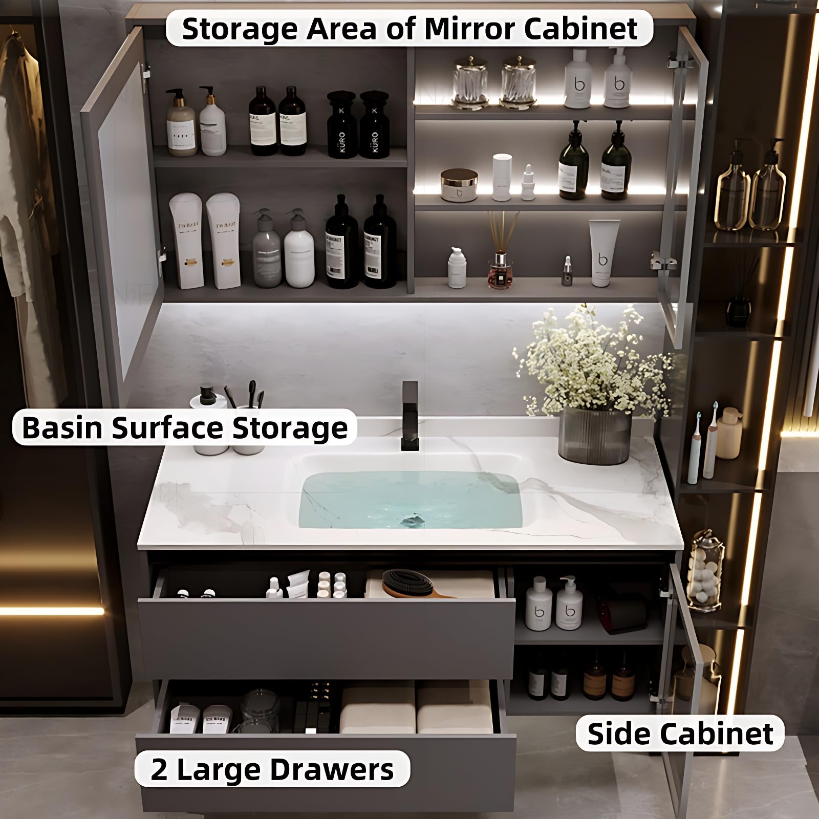 Amazon.com: Genpai 44in Complete Bathroom Vanity with Sink