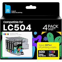 iNKPAD LC504 Ink Cartridges Compatible for Brother LC 504 Work for MFC-J1365DW MFC-J1355DW MFC-J1367DW Printers Black Cyan Magenta Yellow Ink Cartridges 4-Pack