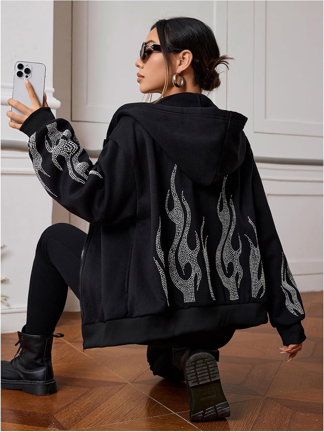 SOLY HUX Womens Zip Up Hoodie Y2k Graphic Oversized Sweatshirt Long Sleeve Jackets Fall Outfits - Image 2