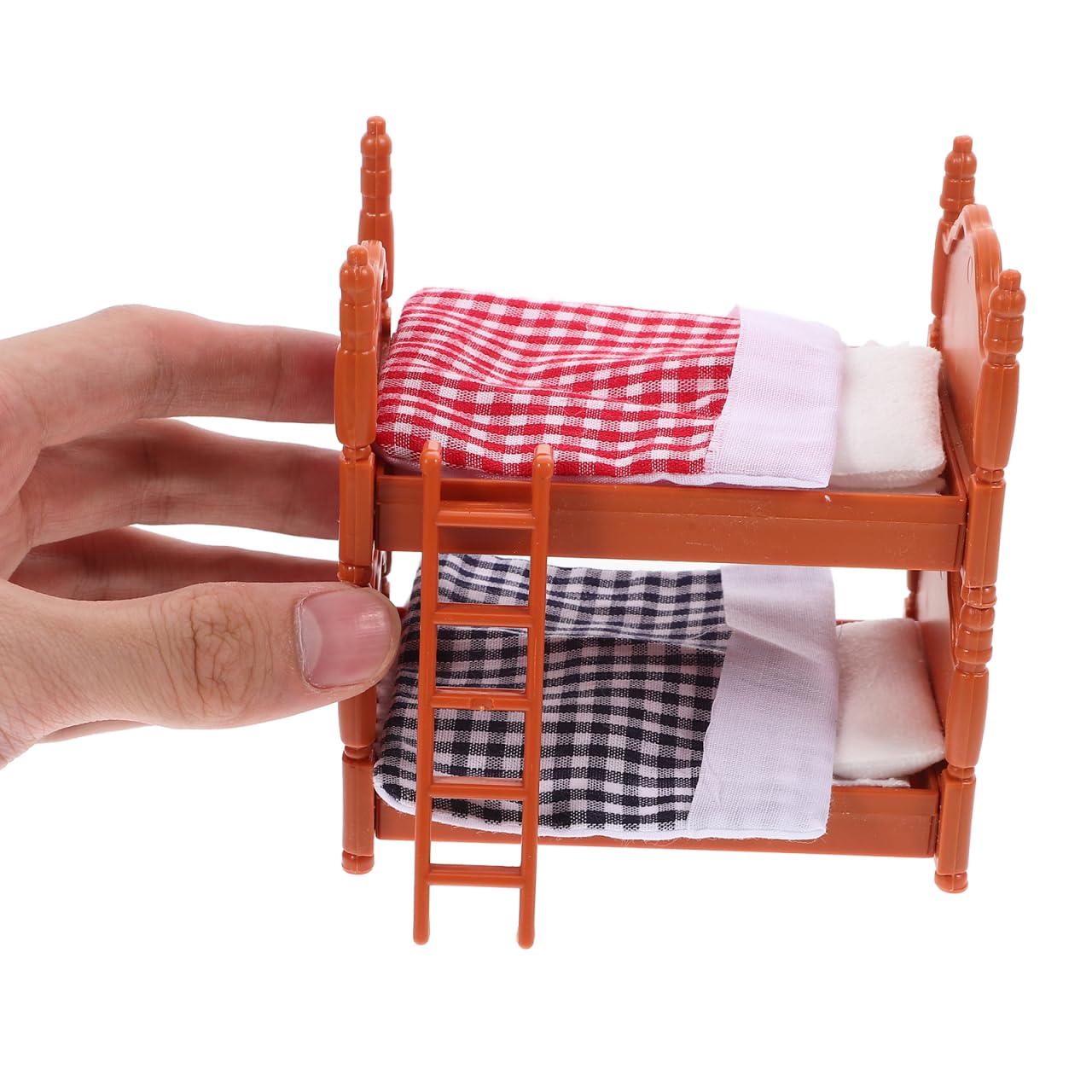 Abaodam Dollhouse Furniture Miniature Bunk Bed with Ladder Pillows Quilts for Playroom Miniature Dollhouse Accessories - Image 3