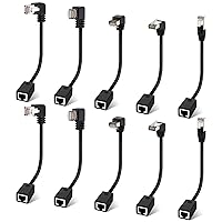 Vista 1 de Cable de extensión Ethernet Cat 6, paquete de 10 unidades, múltiples ángulos (arriba/abajo/izquierda/derecha/recto), adaptador de cable de conexión