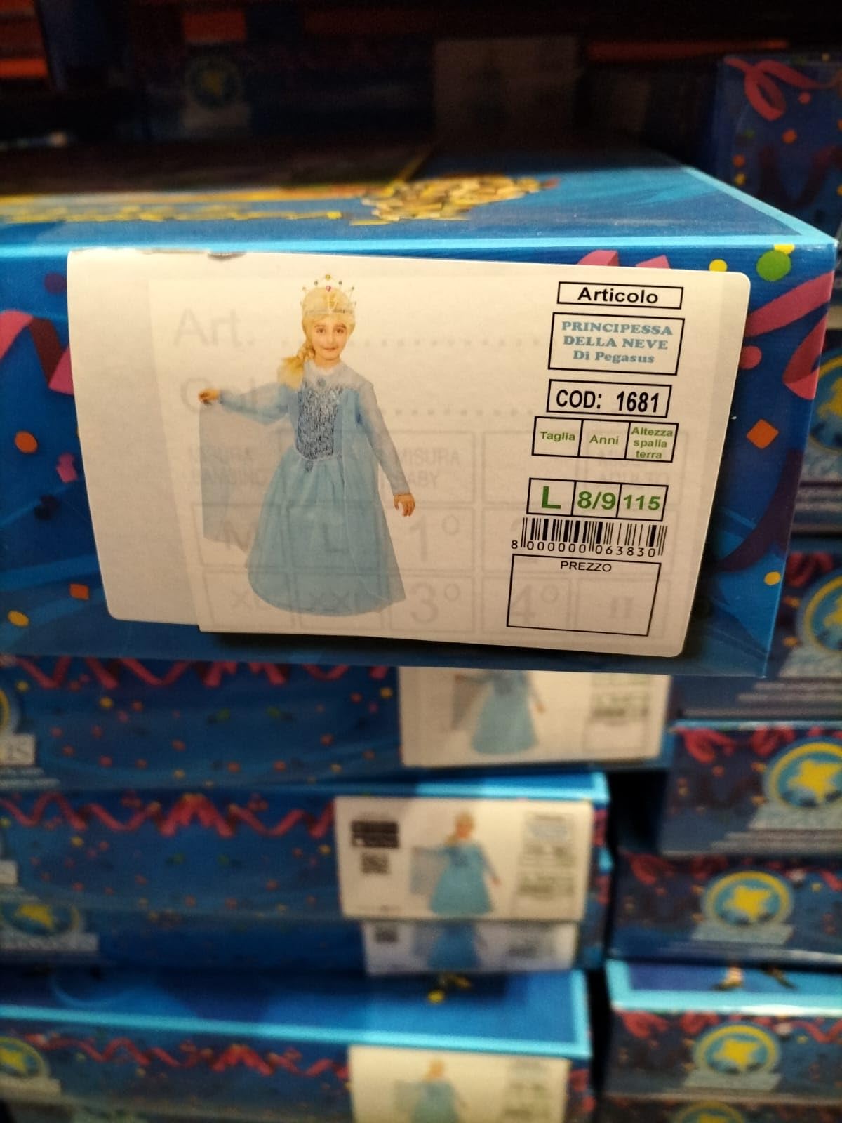 Pegasus Costume Princesse des neiges Robe de Carnaval, bleu ciel, M/6-7 ans