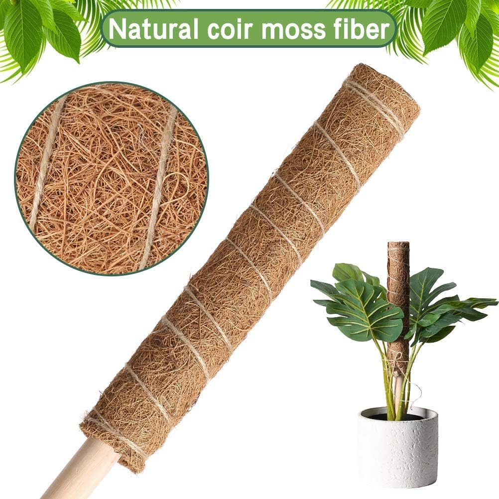 OUTCREATOR 4 Pcs Moss Pole for Climbing Plants, Each 15.8 Inch Coir Poles,Plant Monstera Support Pole,for Training Climbing Indoor Potted Plants Grow,Support Indoor Plants to Grow Upwards