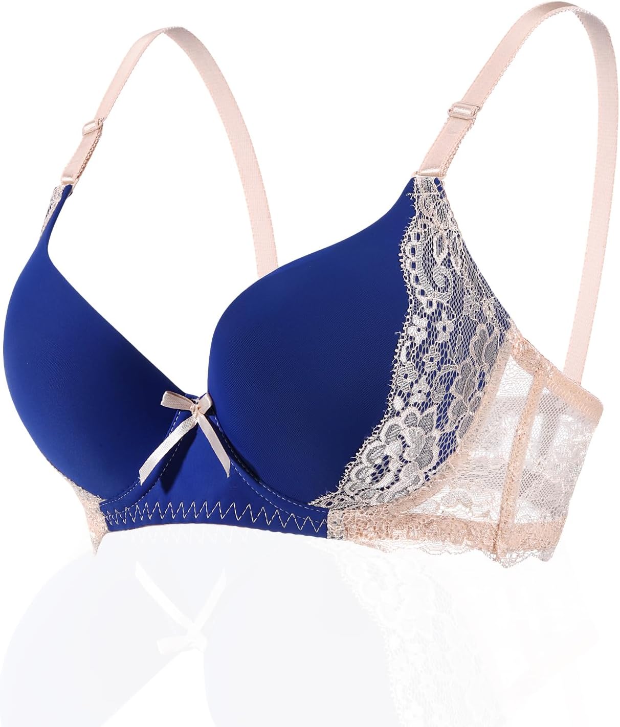 YooMee Push Up Bra for Women,Lace Bras with Underwire Cups,Comfort Padded T-Shirt Bra Add One Cup