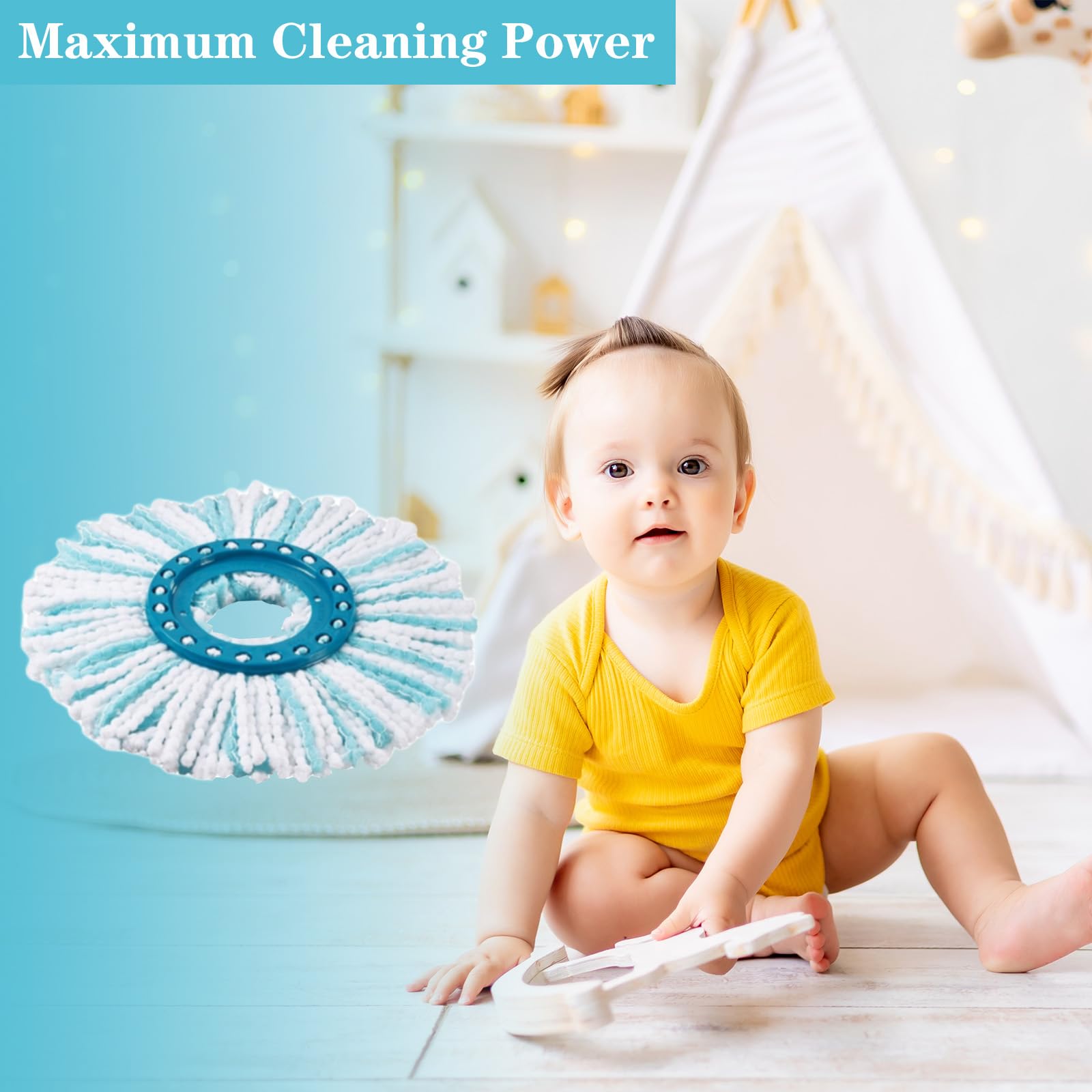 4 Piezas Cabezal de Mopa de Recambio Compatible con Leifheit Clean Twist Disc Mop Ergo Kit, Cabezas de Fregona de Repuesto para Leifheit Recambio para Mopa, Repuesto para Fregona Microfibra