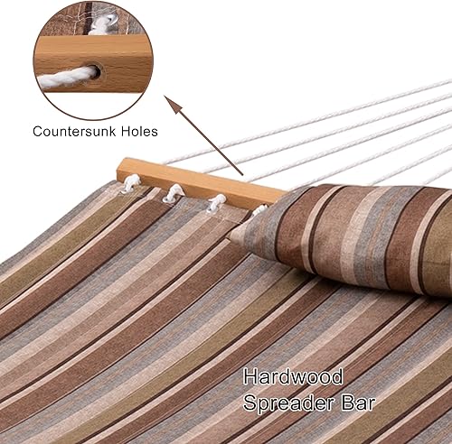 Miniatura 8 de Lazy Daze - Hamaca de tela acolchada con soporte de 12 pies, hamaca doble para 2 personas con almohada para patio exterior, jardín, patio trasero,