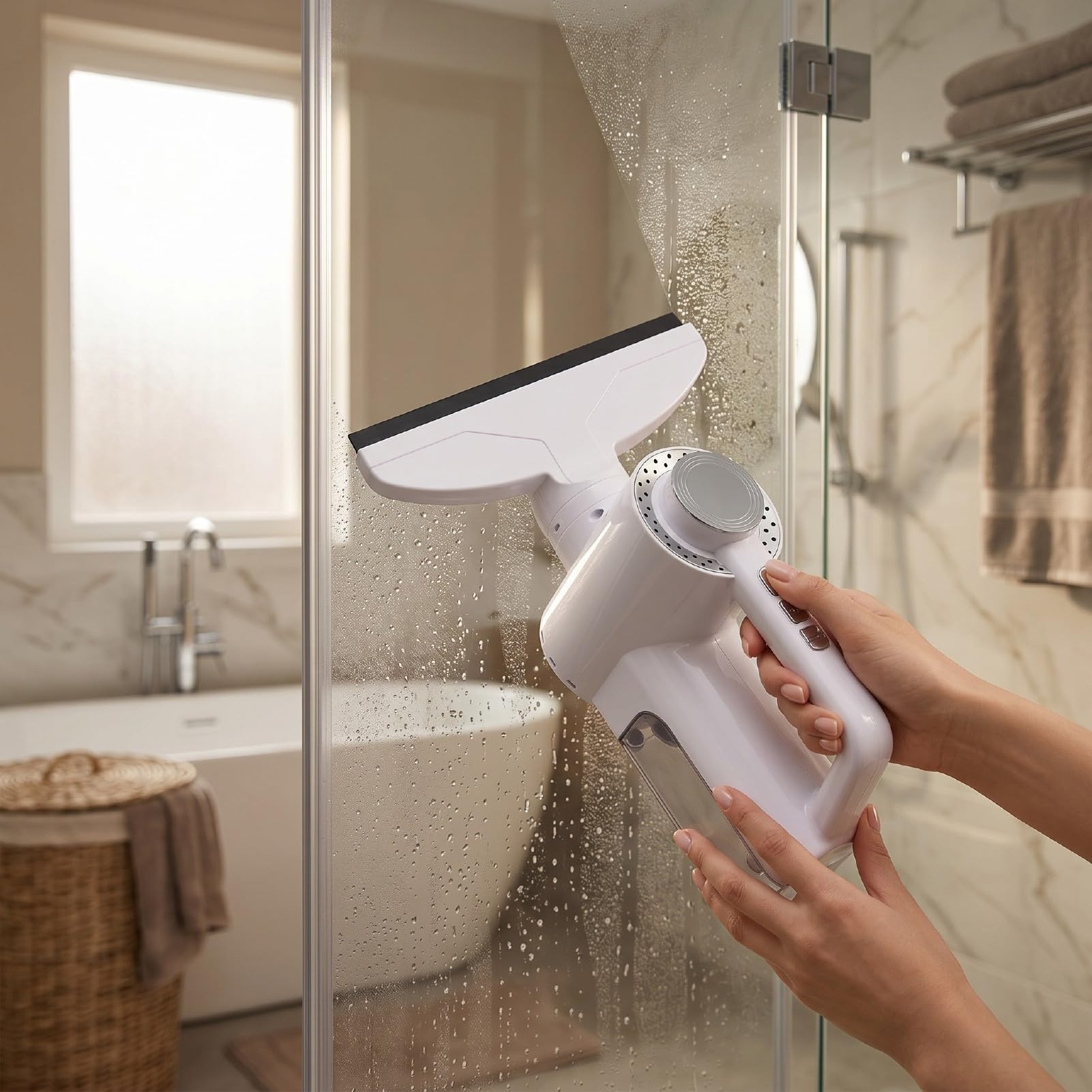 Fafeicy Aspirador de Ventanas Inalámbrico, Escobilla de Goma Recargable de Mano