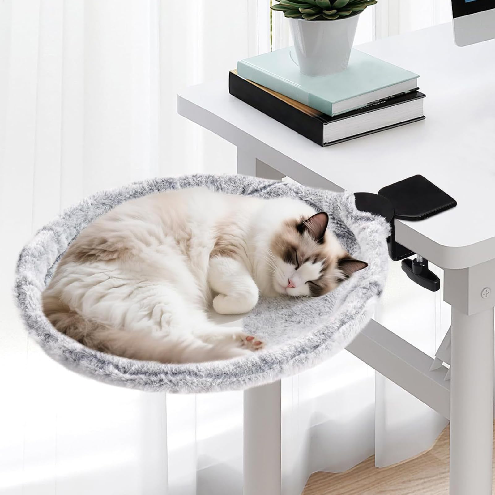 Katzen Schreibtischbett | Gemütliche Katzenhängematte Mit Bis Zu 23 Kg Tragkraft - Ergonomisches Katzen Relax Bett Für Schlaf Entspannung | Balkon