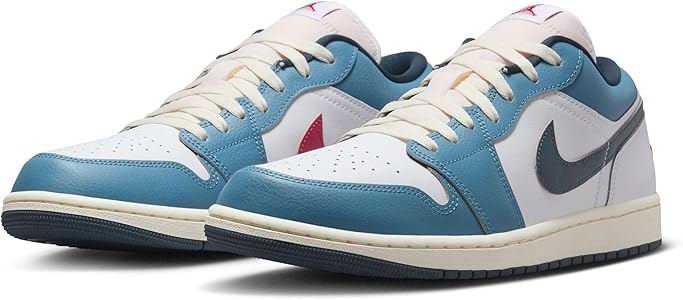 Amazon.com | Jordan Mens 1 Low SE White/Armory Navy-Aegean Storm