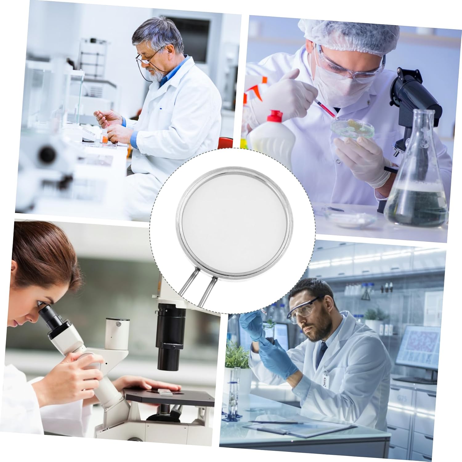 4pcs Mesh Stainless Steel Cell Strainer Laboratory Test Sieve for Single Cell Suspension and Filtration Sturdy Design Improved Ventilation to Avoid Clogging for Lab Use