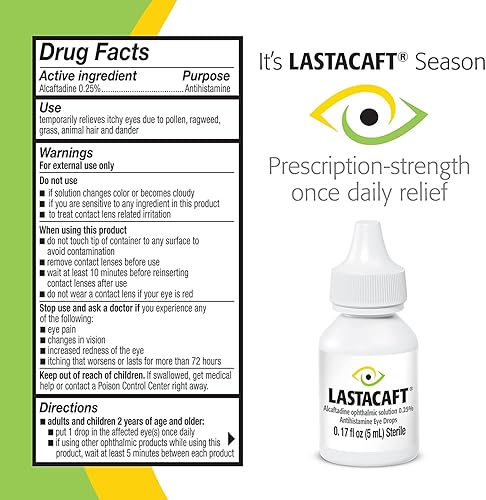 Miniatura 3 de Lastacaft Once Daily Eye Allergy Itch Relief Drops, suministro para 120 días, 0.17 onzas líquidas (paquete de 2)