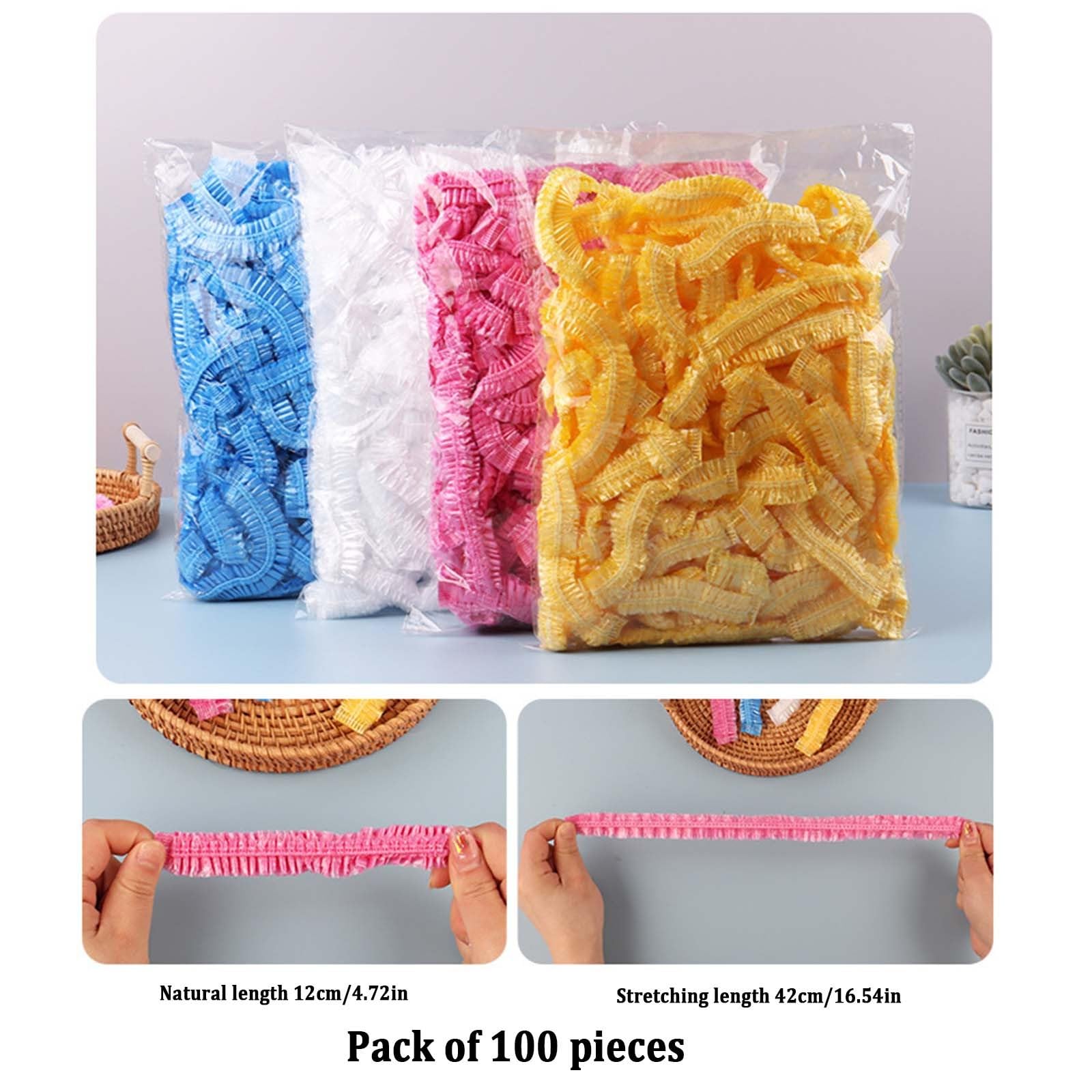 100 Pcs Rose Red Disposable Shower Caps,Shower Caps for Women Plastic Shower Caps Shower Hat Large Shower Cap Elastic Hair Cap for Home Use Hotel Spa and Hair Salon,Bathing Accessories,Personal Care