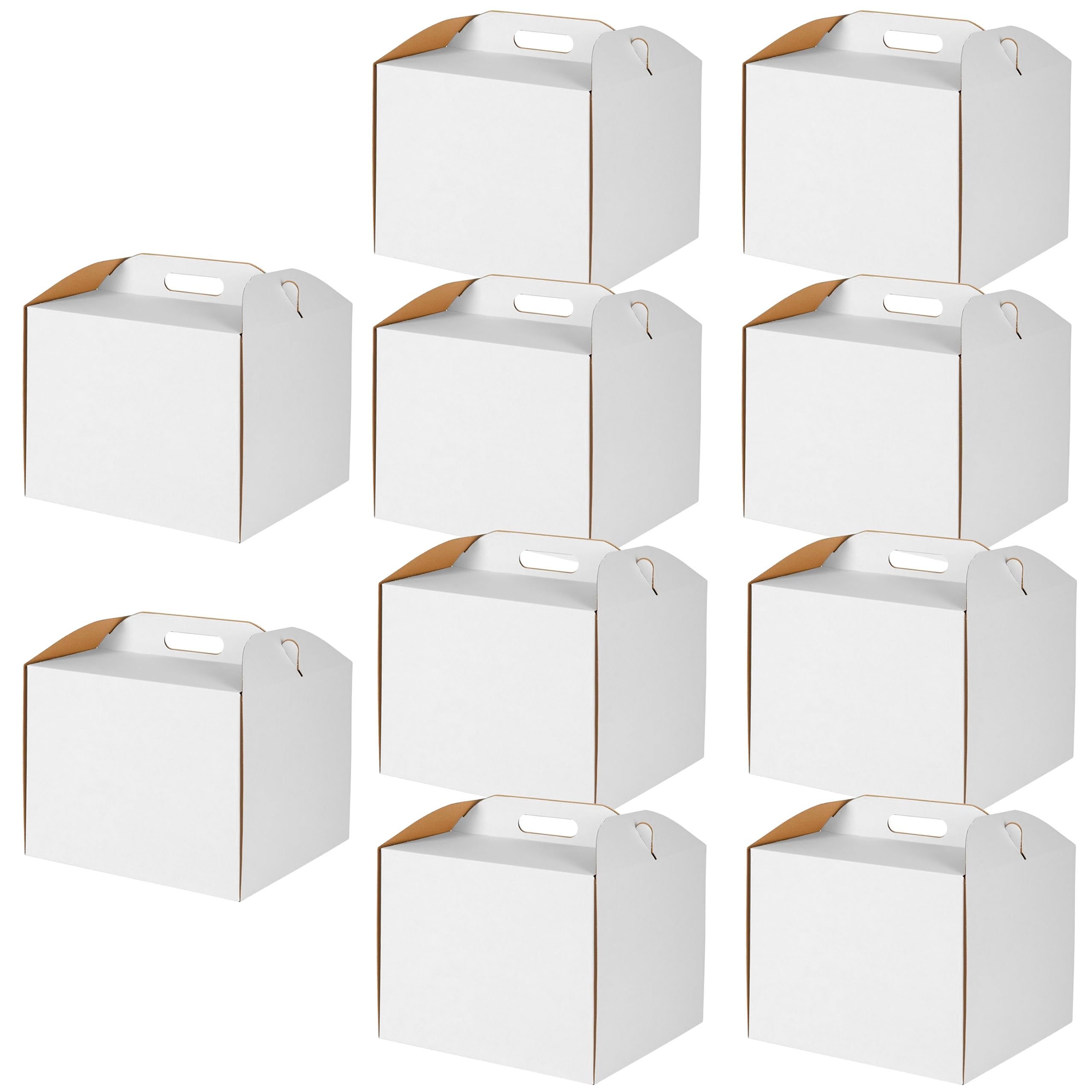 sarcia.eu Caja de cartón blanca para tarta, embalaje de pastelería con asa, caja de catering sólida (10, blanco, 26x26x25cm)
