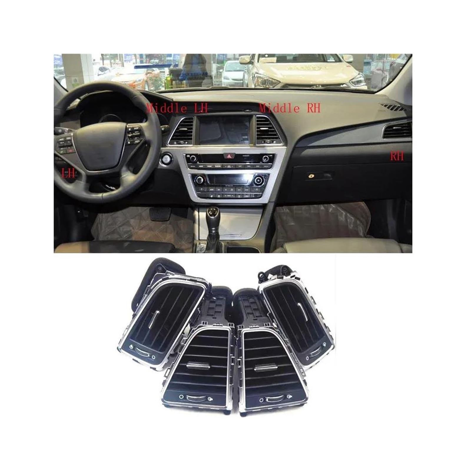 Car Dashboard Air Vent Set (4pcs) Compatible For Hyundai Sonata 9 2015-2017