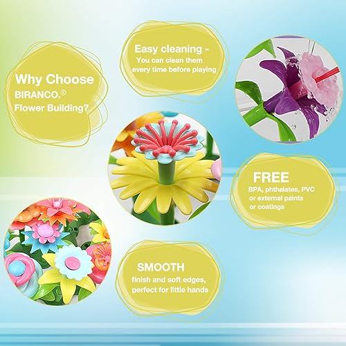 Miniatura 8 de BIRANCO Juego para crear de jardín de flores juego educativo Divertidos juguetes apilables para niños de 3 a 6 años de edad actividad educativa para