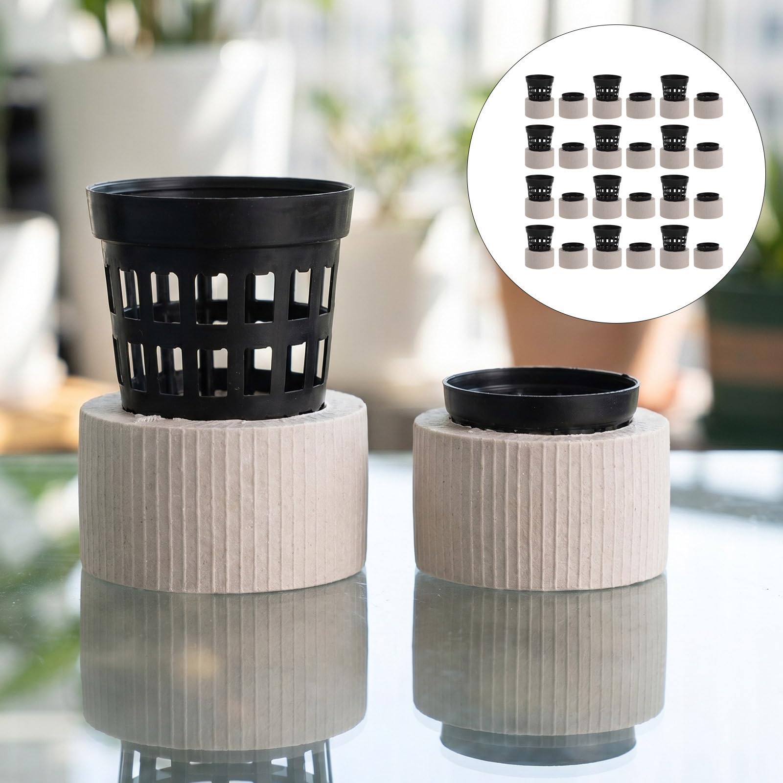 TEHAUX Anello di Fissaggio Supporto Stabile per Piante per Piante Acquatiche in Ceramica Struttura ad Anello e Materiale Plastico per Paesaggi Acquatici e Allestimenti Idroponici